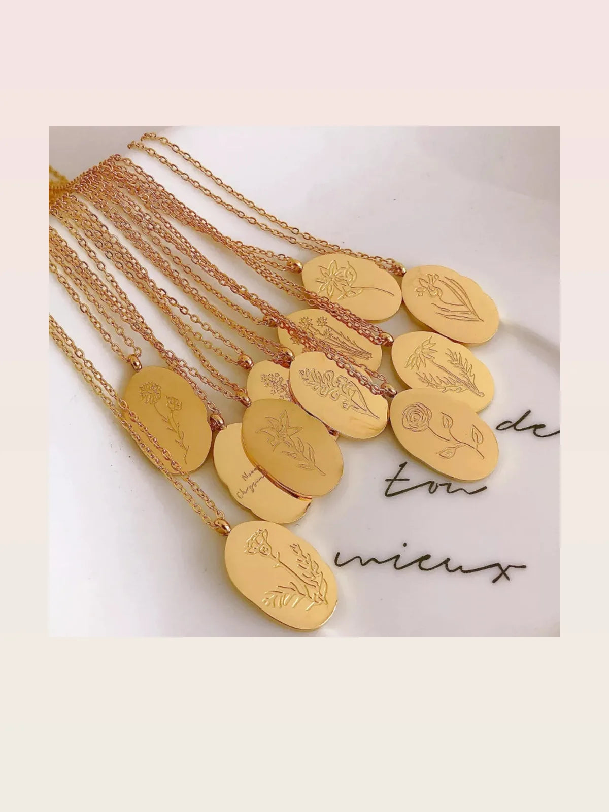 18K Gold-Plated Engraved Pendant Necklace