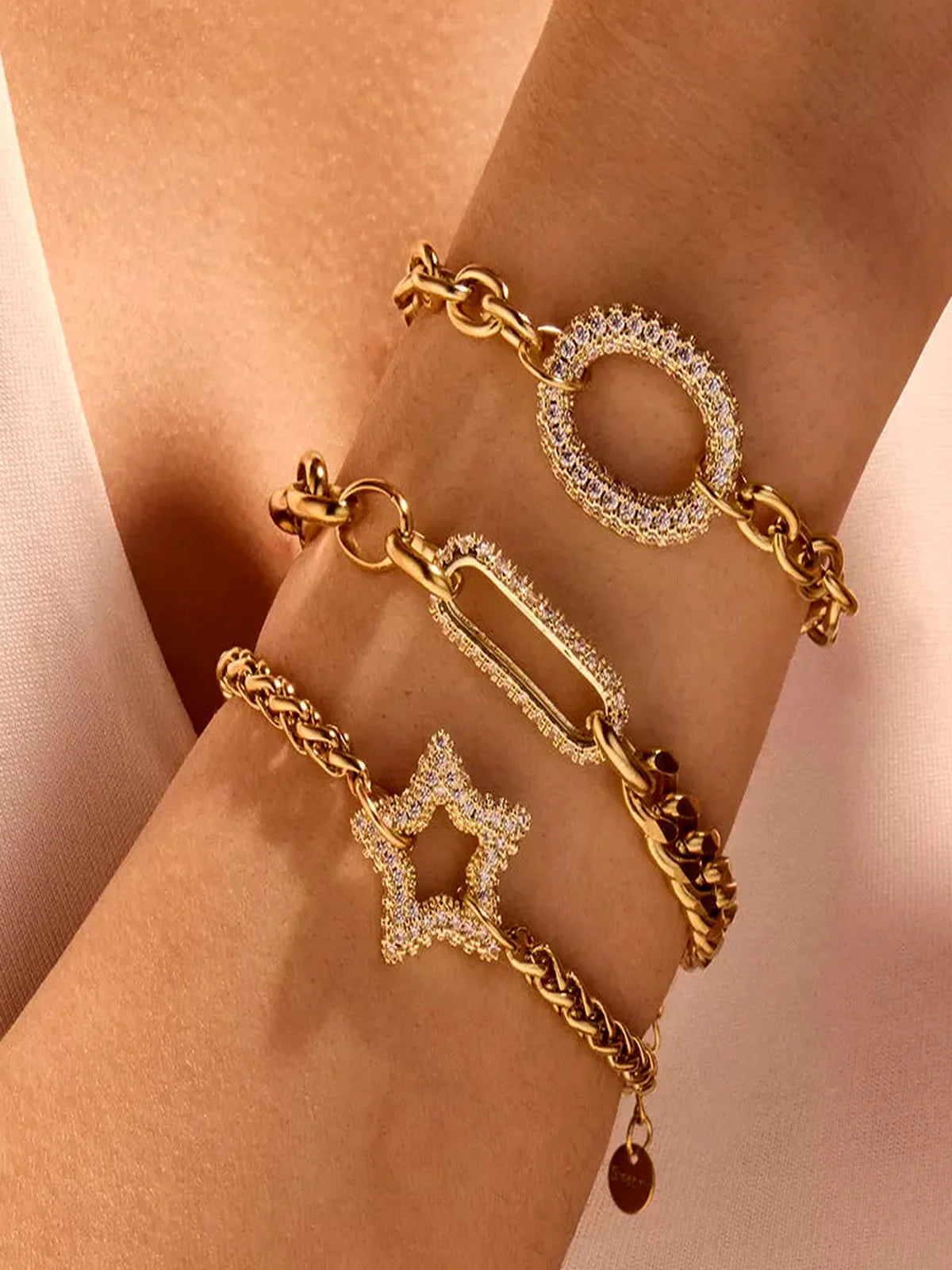 18K Gold-Plated Rhinestone Chain Bracelet