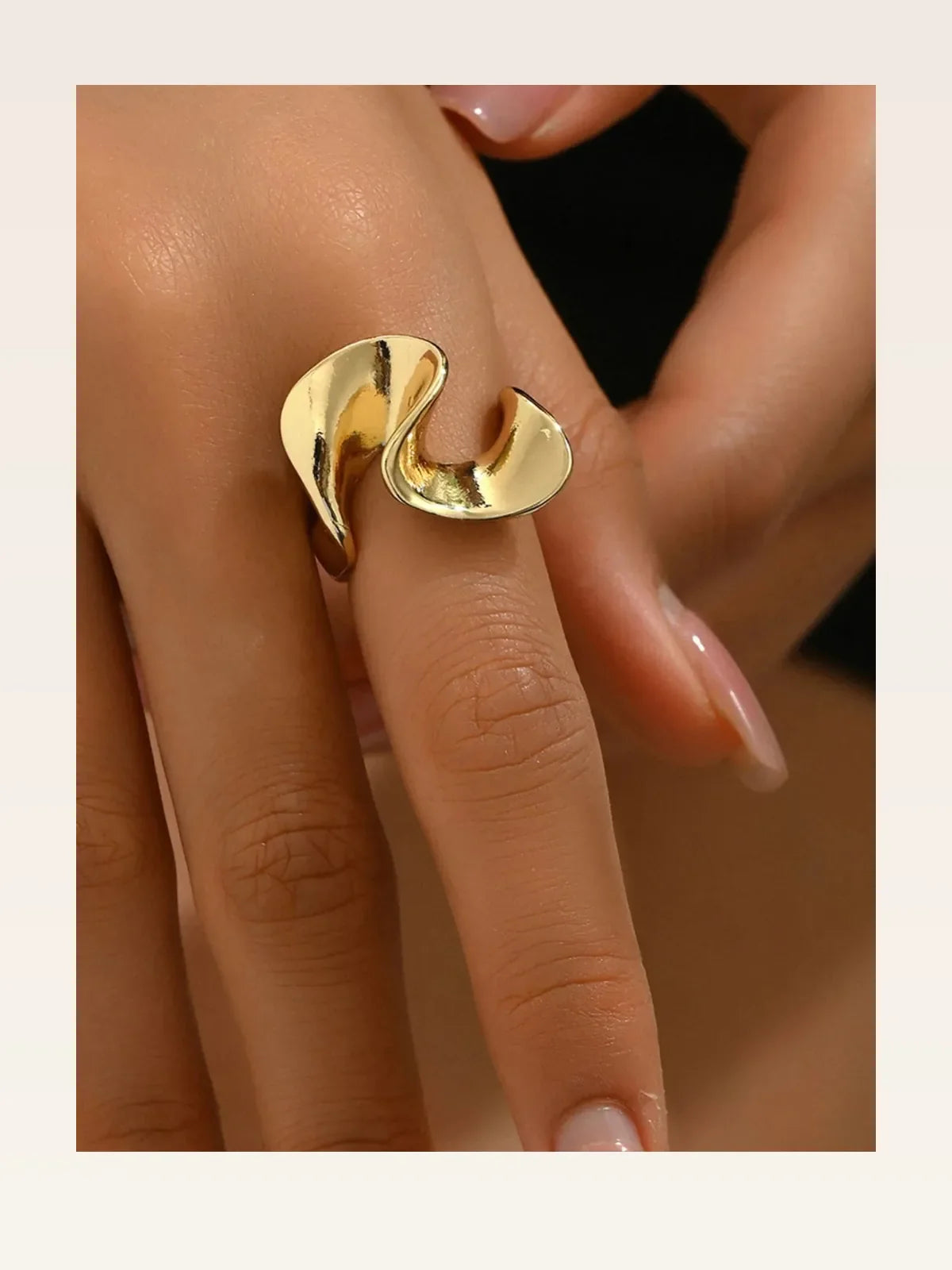 18K Gold-Plated Stainless Steel Geometric Ring