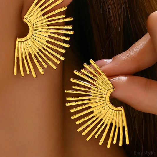 18K Gold-Plated Stainless Steel Sunburst Earrings