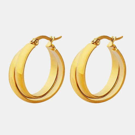 18K Gold-Plated Titanium Steel Huggie Earrings