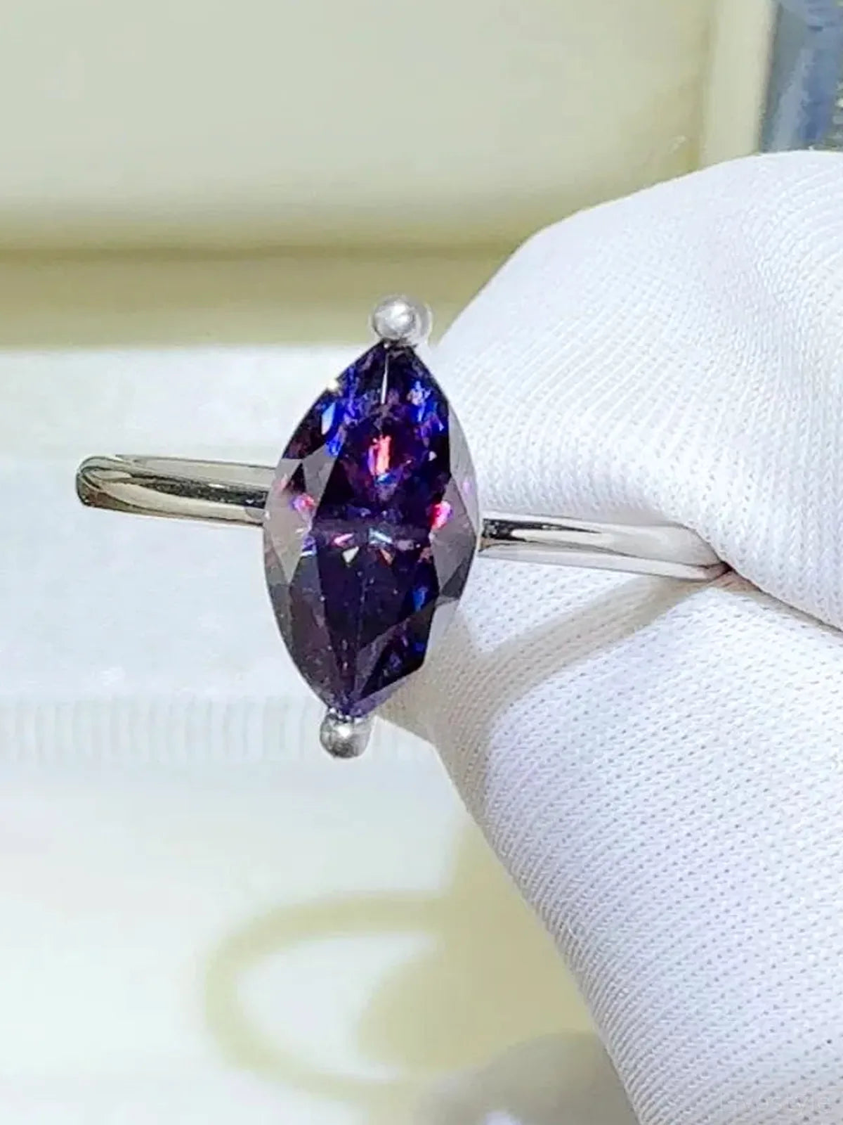 2 Carat Moissanite 925 Sterling Silver Ring — Marquise Purple