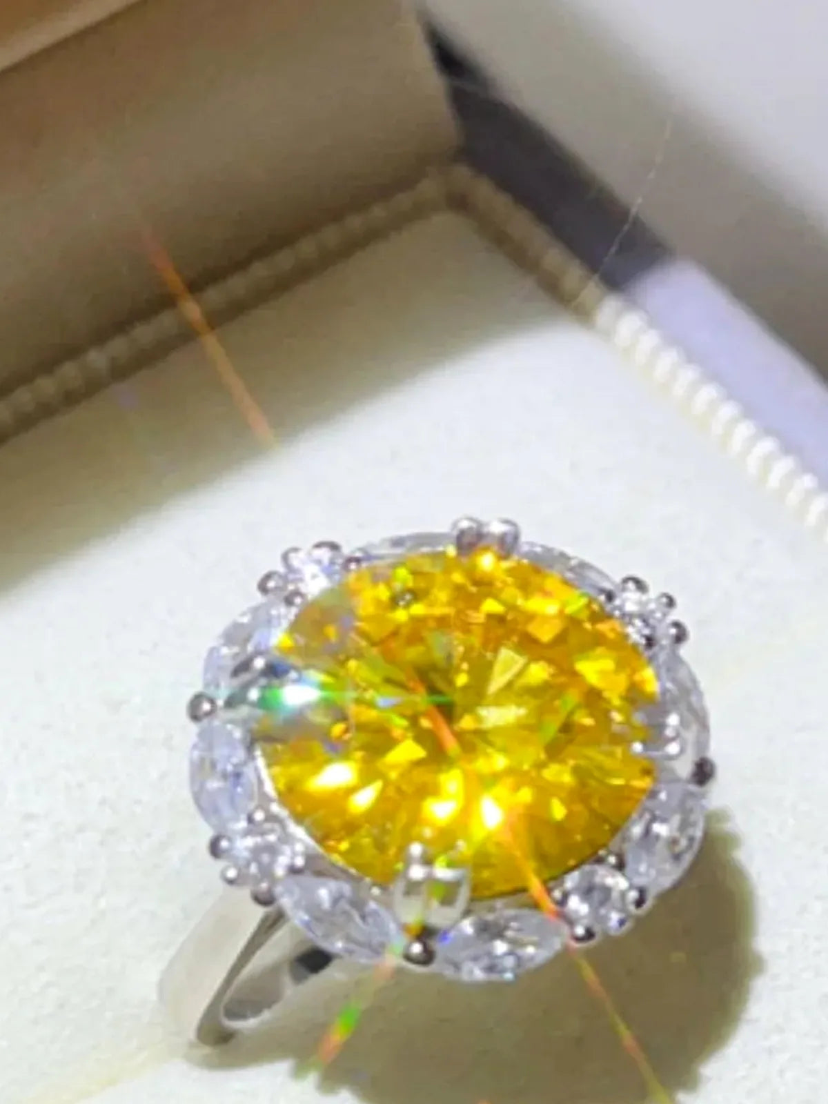 5 Carat Moissanite 925 Sterling Silver Ring — Round Yellow