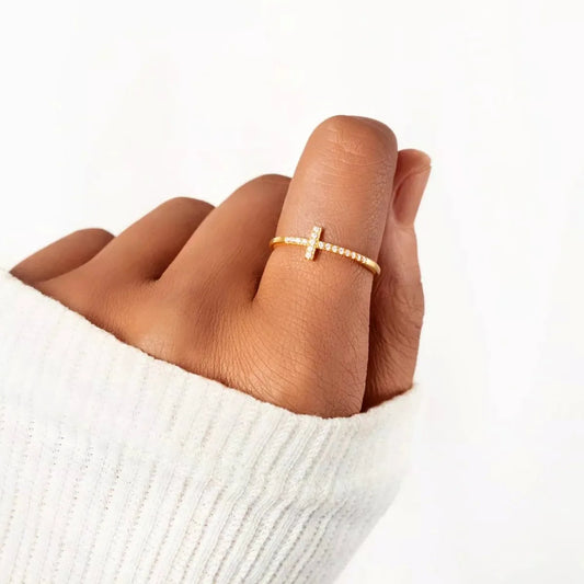 925 Sterling Silver Cross Ring — Dainty Everyday Gold