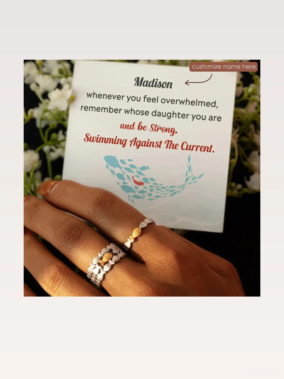 925 Sterling Silver Fish Open Ring