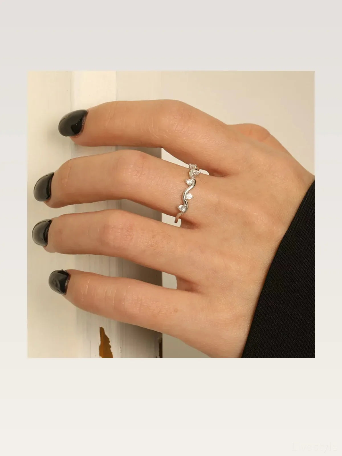 925 Sterling Silver Zircon Wave Ring