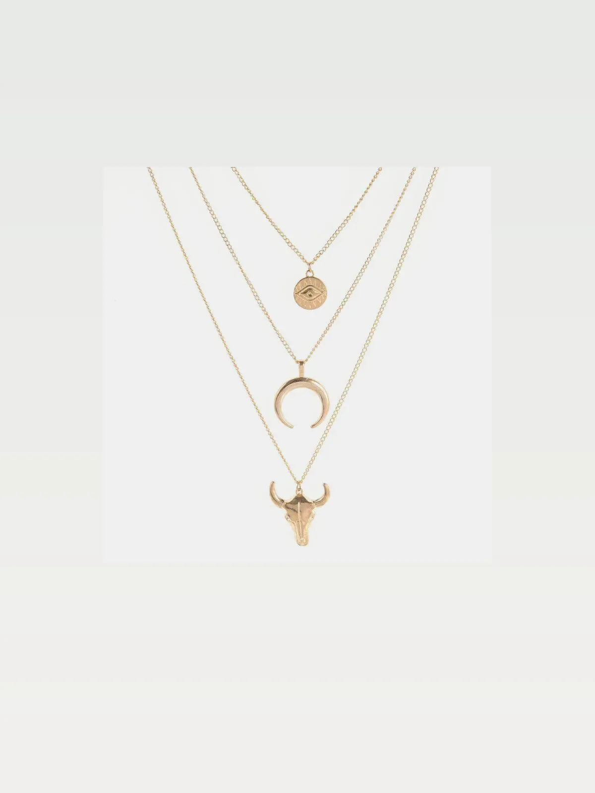 Alloy Three-Layered Bull Head Pendant Necklace