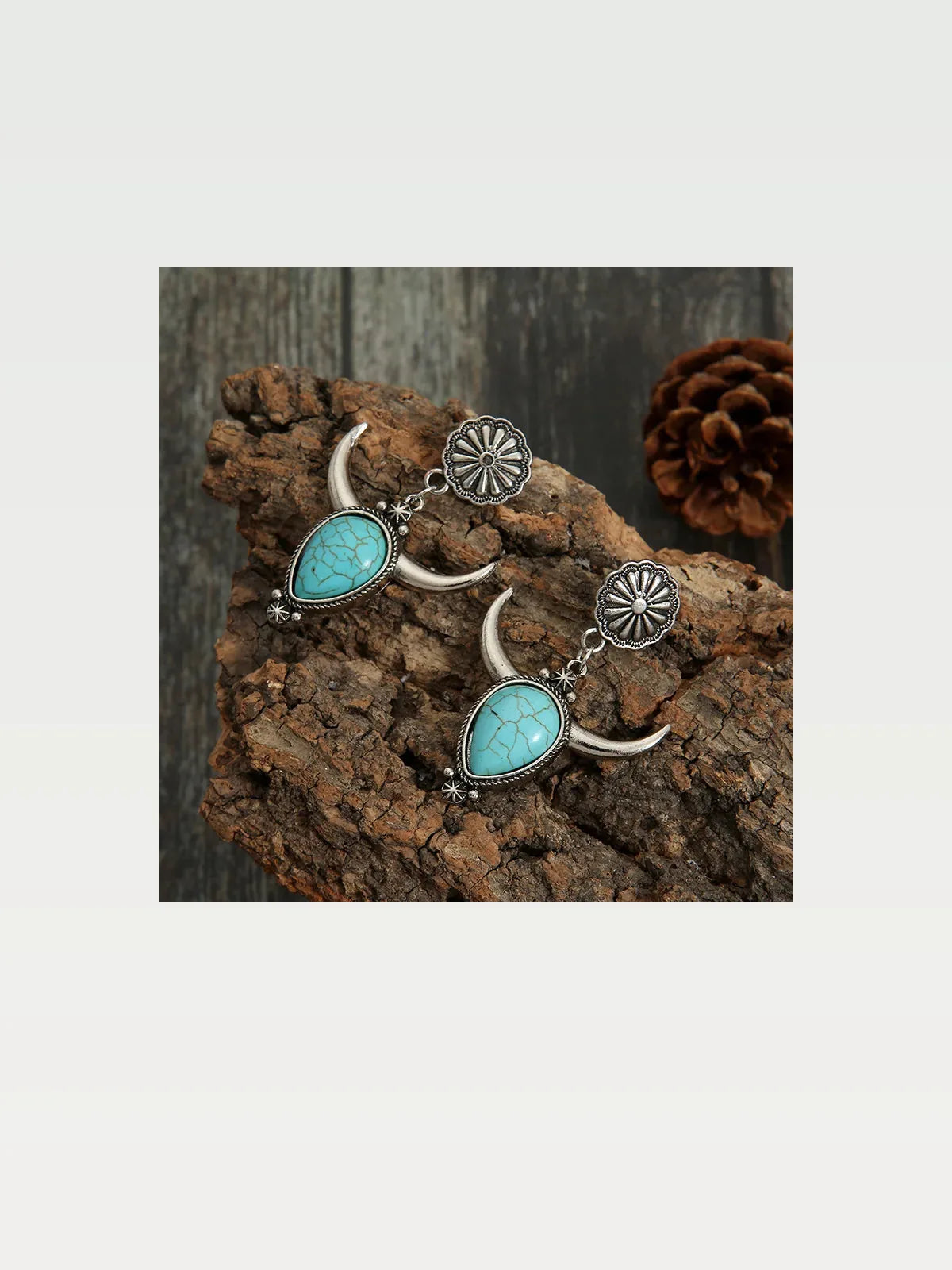 Artificial Turquoise Alloy Cow Head Earrings