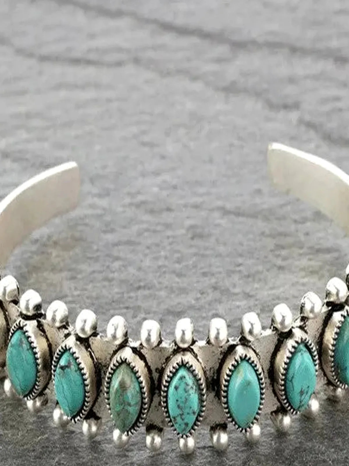 Artificial Turquoise Alloy Open Bracelet