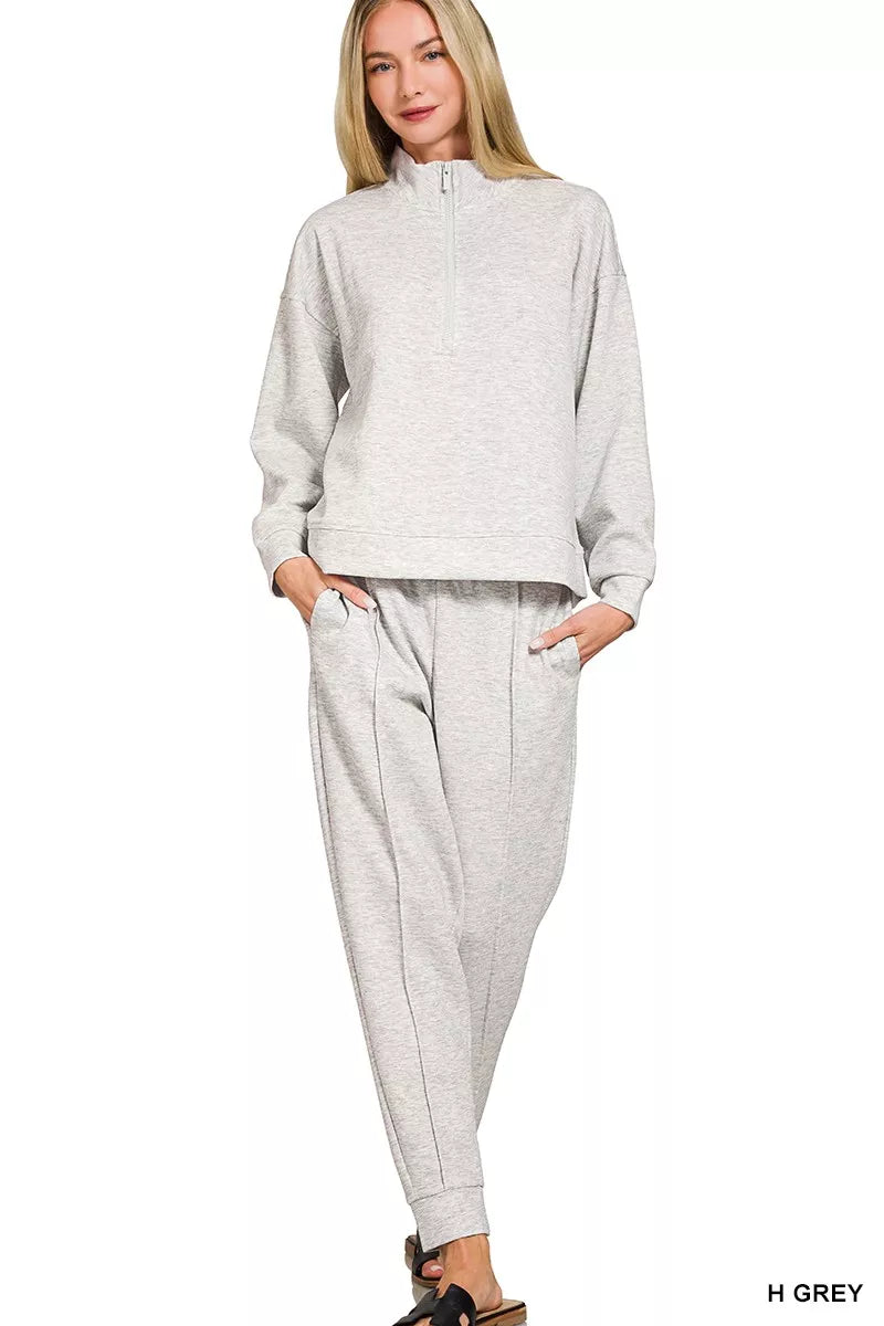 Scuba Half Zip Pullover and Jogger Set in H GREY