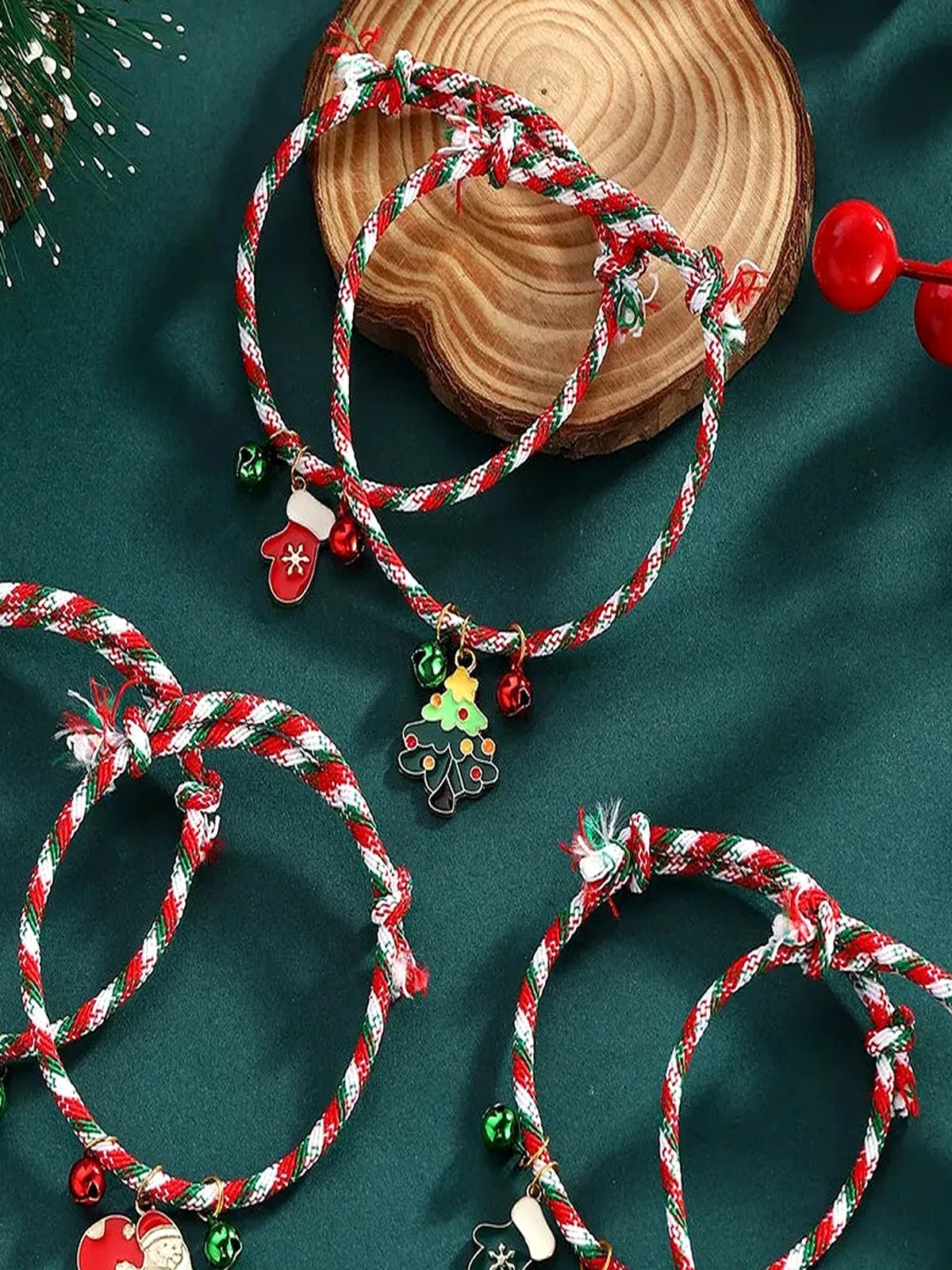 Christmas Charm Braided Rope Bracelet