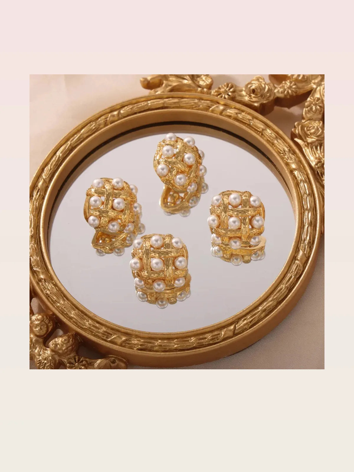 Copper Shell Pearl Stud Earrings