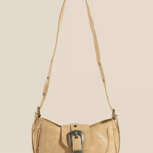 Western Buckle Accent Multi Panel Shoulder Bag