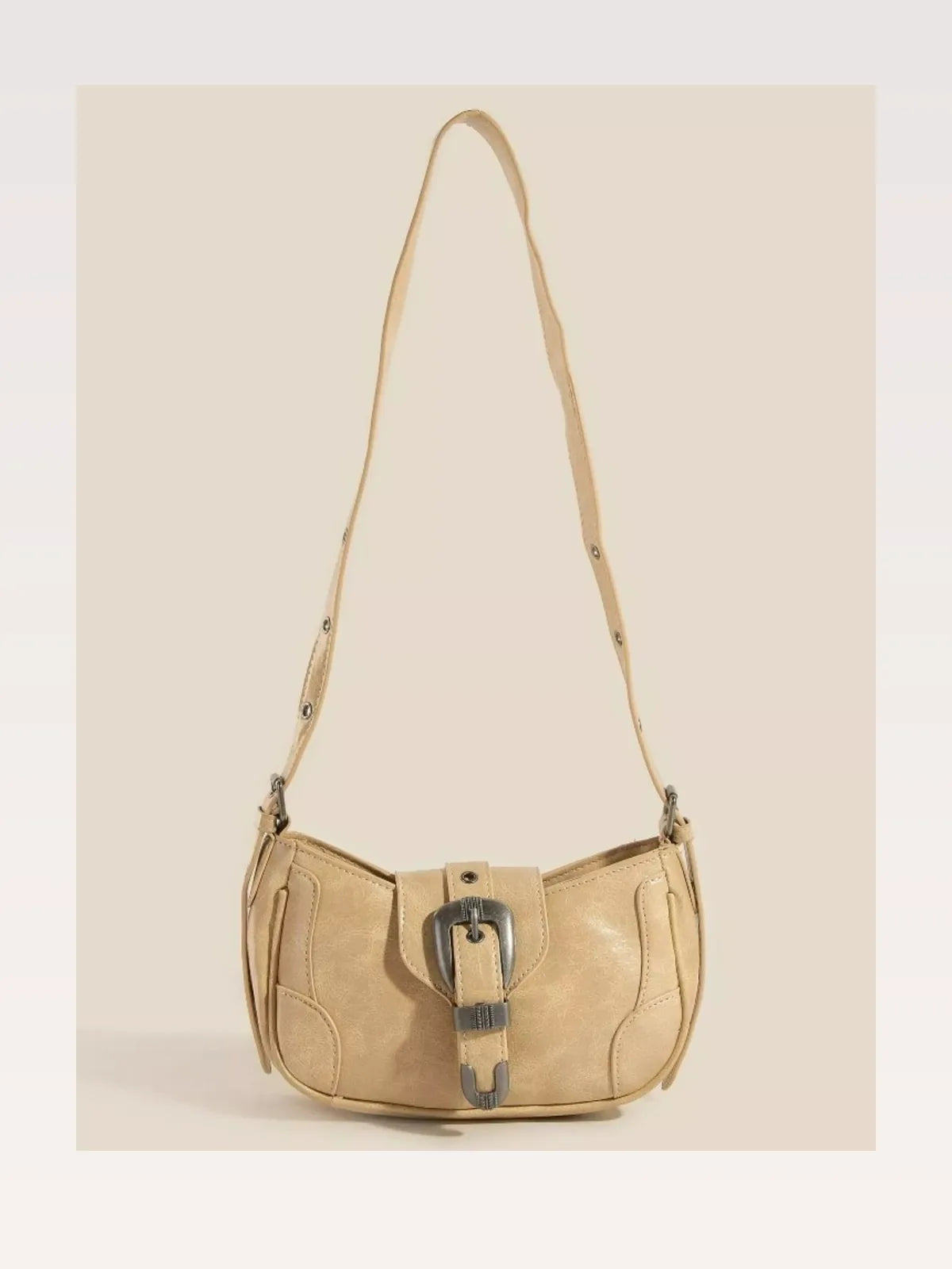 Western Buckle Accent Multi Panel Shoulder Bag