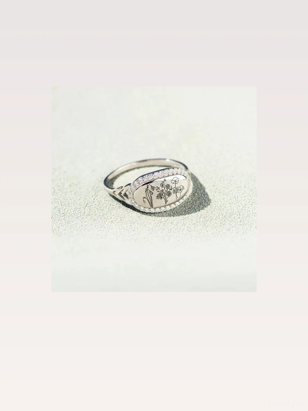 Flower Epoxy Gum Oil Inlaid Zircon Ring