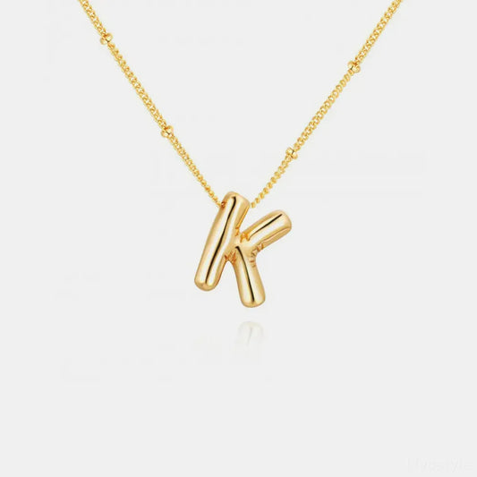 Gold-Plated Bubble Initial K Necklace