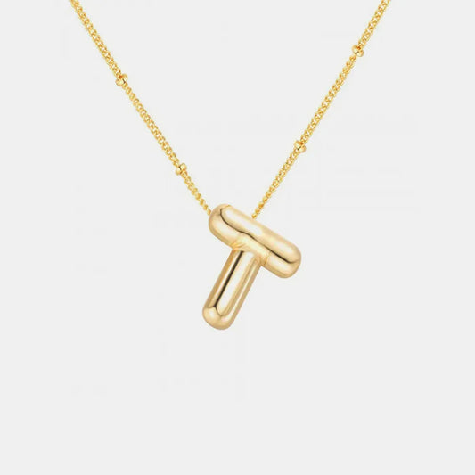 Gold-Plated Bubble Initial T Necklace