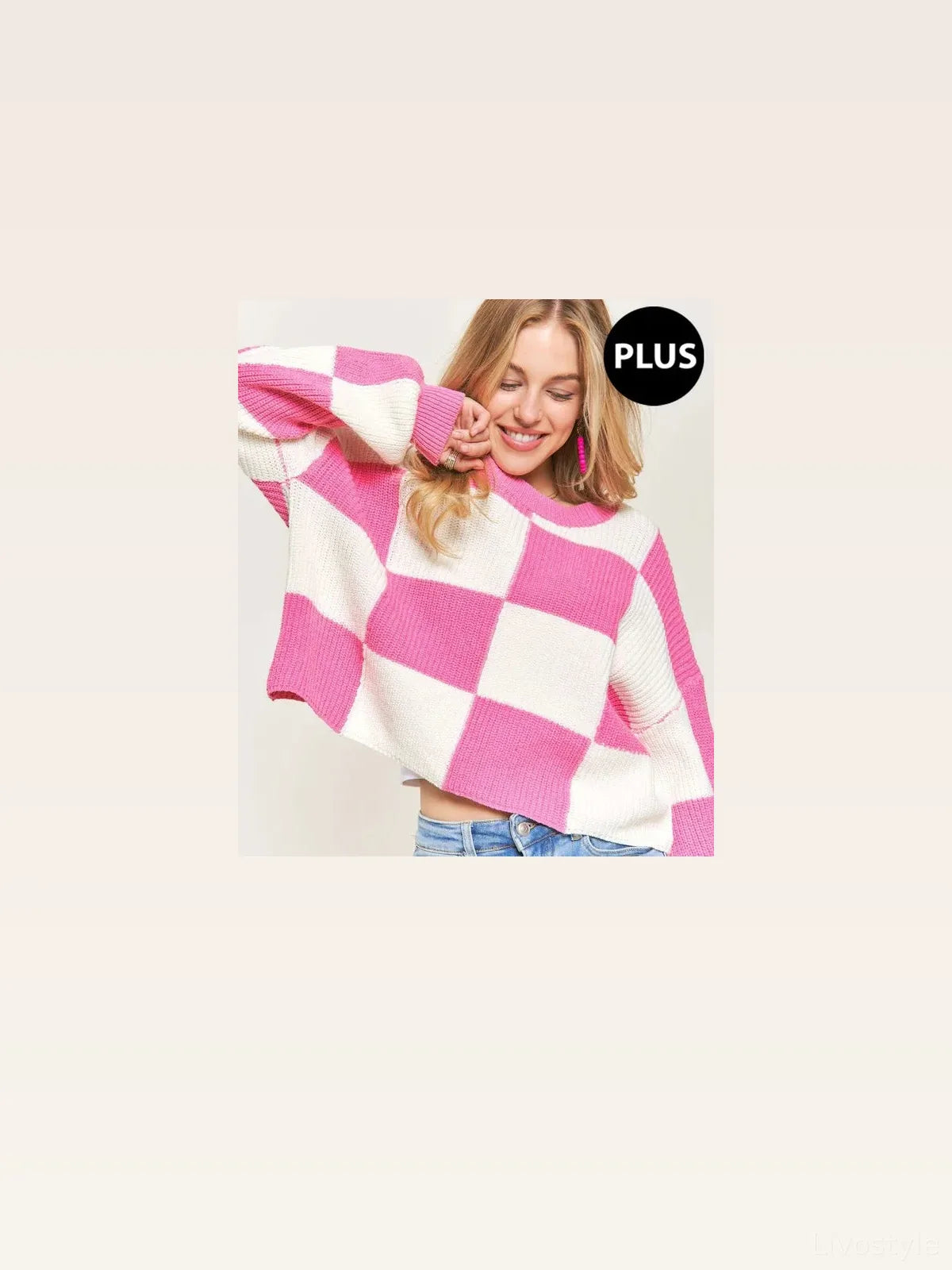 Chic Colorblock Checkered Sweater - Cozy & Versatile