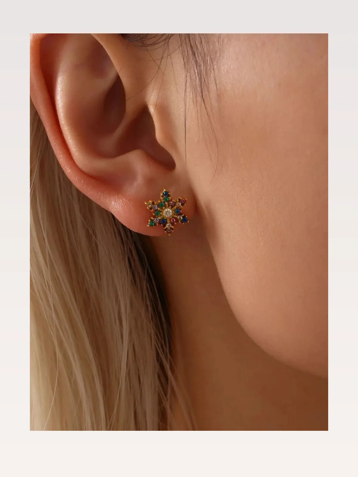 Stainless Steel Snowflake Stud Earrings