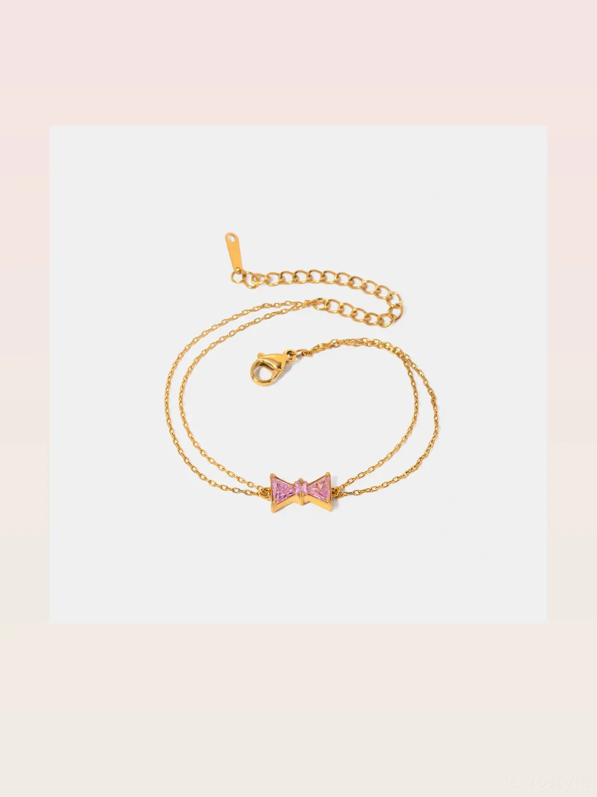 Stainless Steel Zircon Bow Bracelet
