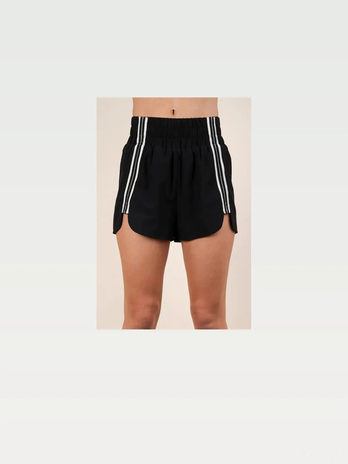 Striped Trim Detail Activewear Shorts in Black