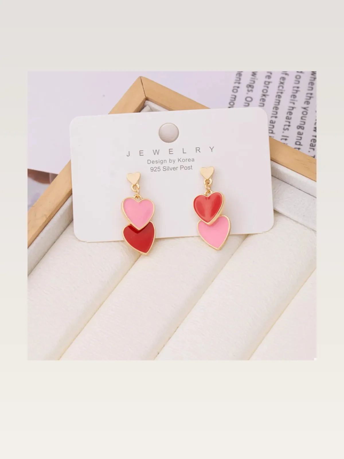 Sweet Doubl Heart Drop Earrings