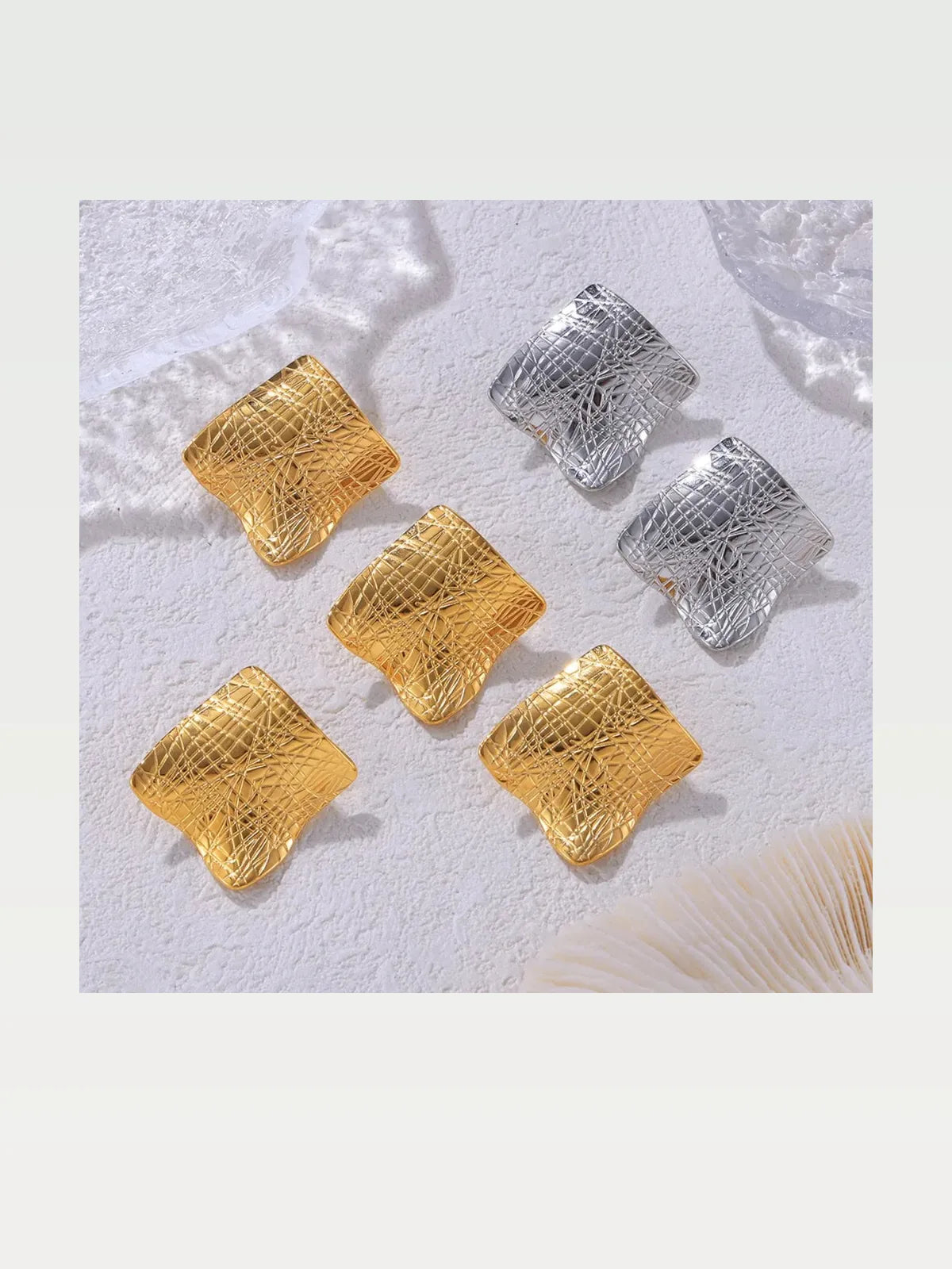 Textured Titanium Steel Stud Earrings