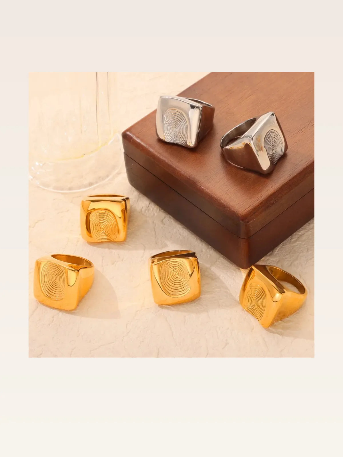Titanium Steel Fingerprint Signet Ring