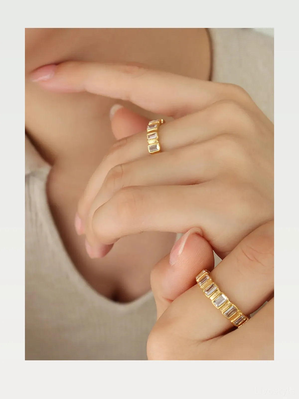 Titanium Steel Inlaid Zircon Ring