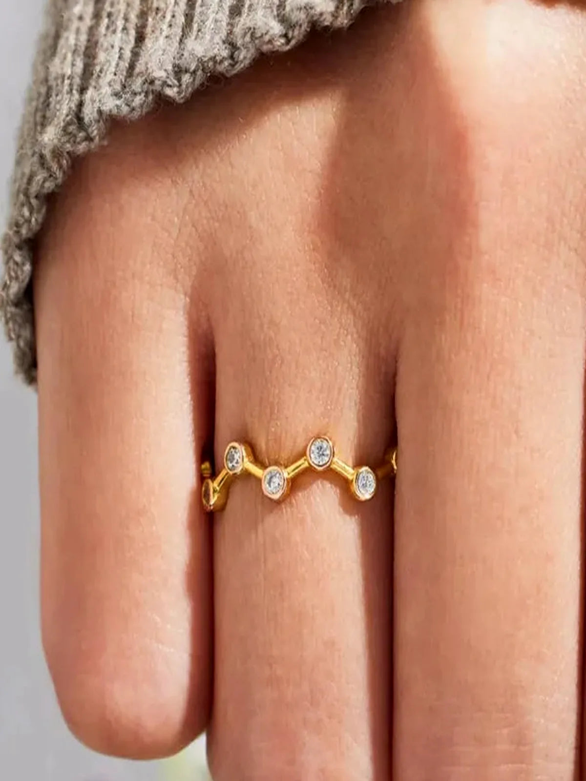 18K Gold-Plated 925 Sterling Silver Zircon Ring
