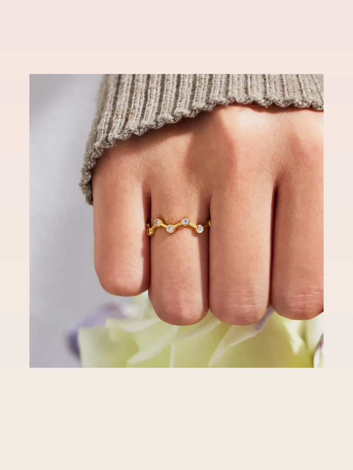 18K Gold-Plated 925 Sterling Silver Zircon Ring