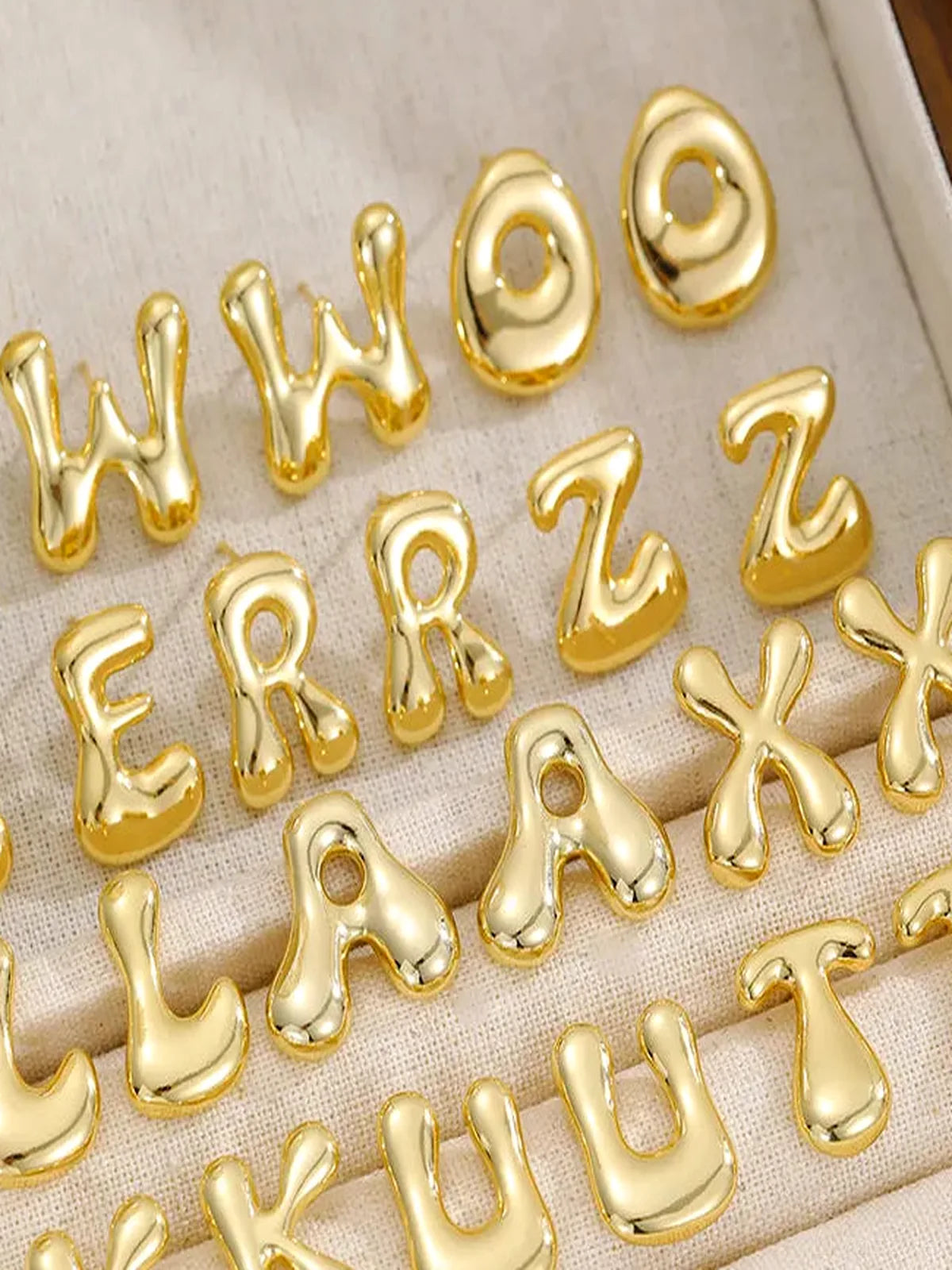 18K Gold-Plated Bubble Letter Stud Earrings