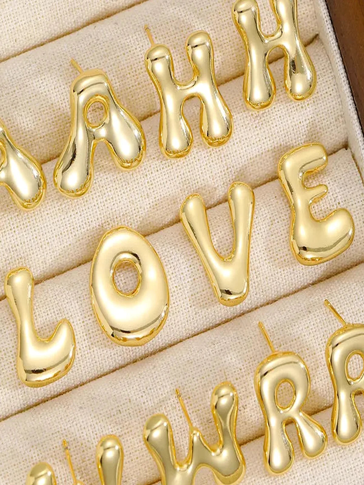 18K Gold-Plated Bubble Letter Stud Earrings