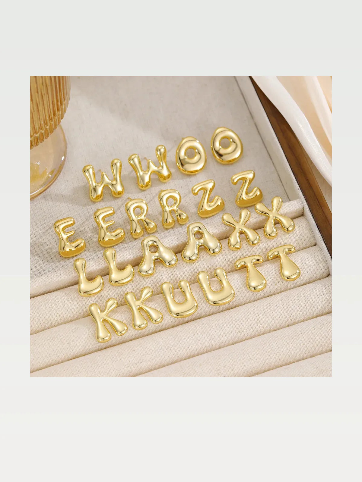 18K Gold-Plated Bubble Letter Stud Earrings
