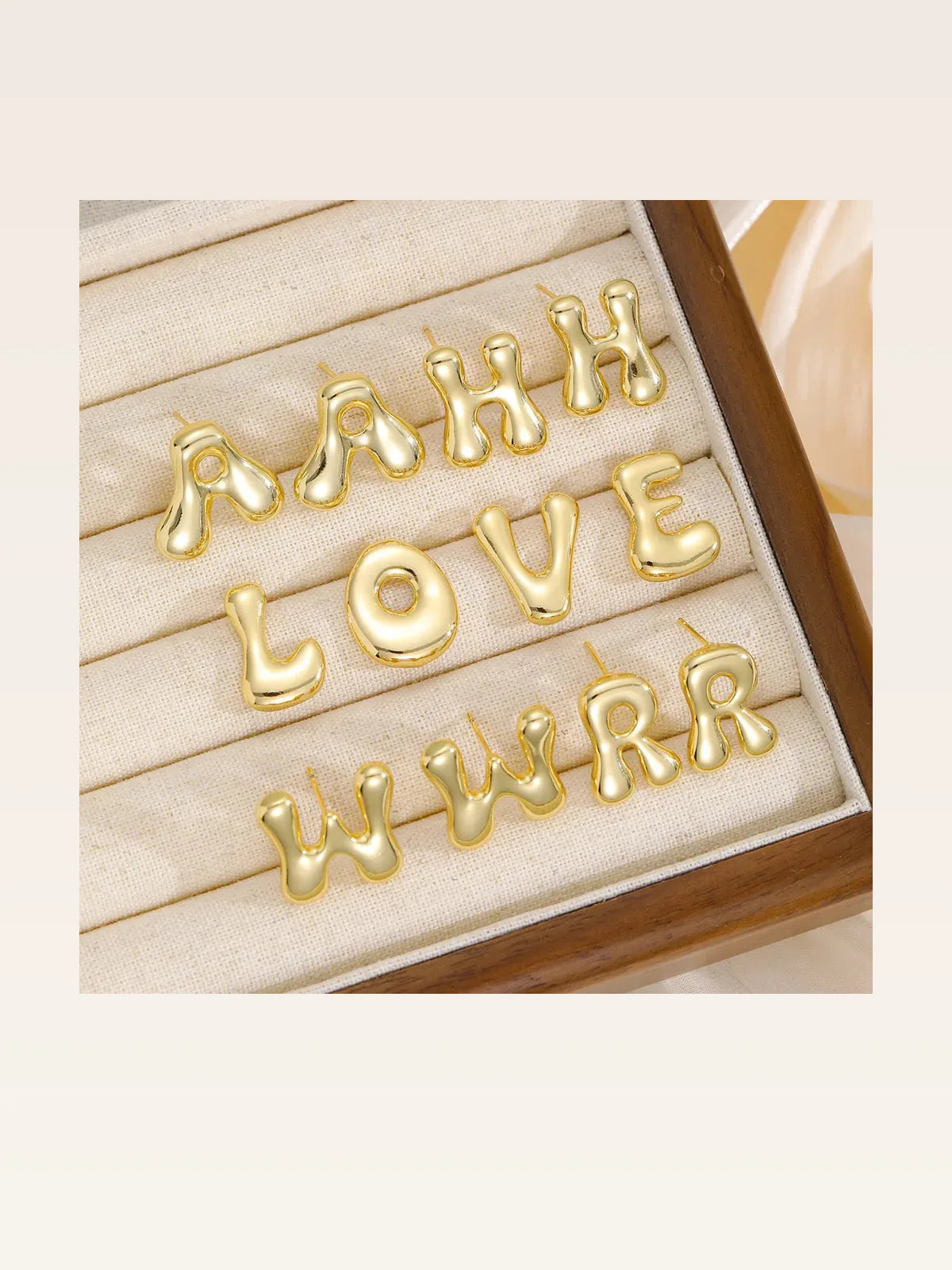 18K Gold-Plated Bubble Letter Stud Earrings