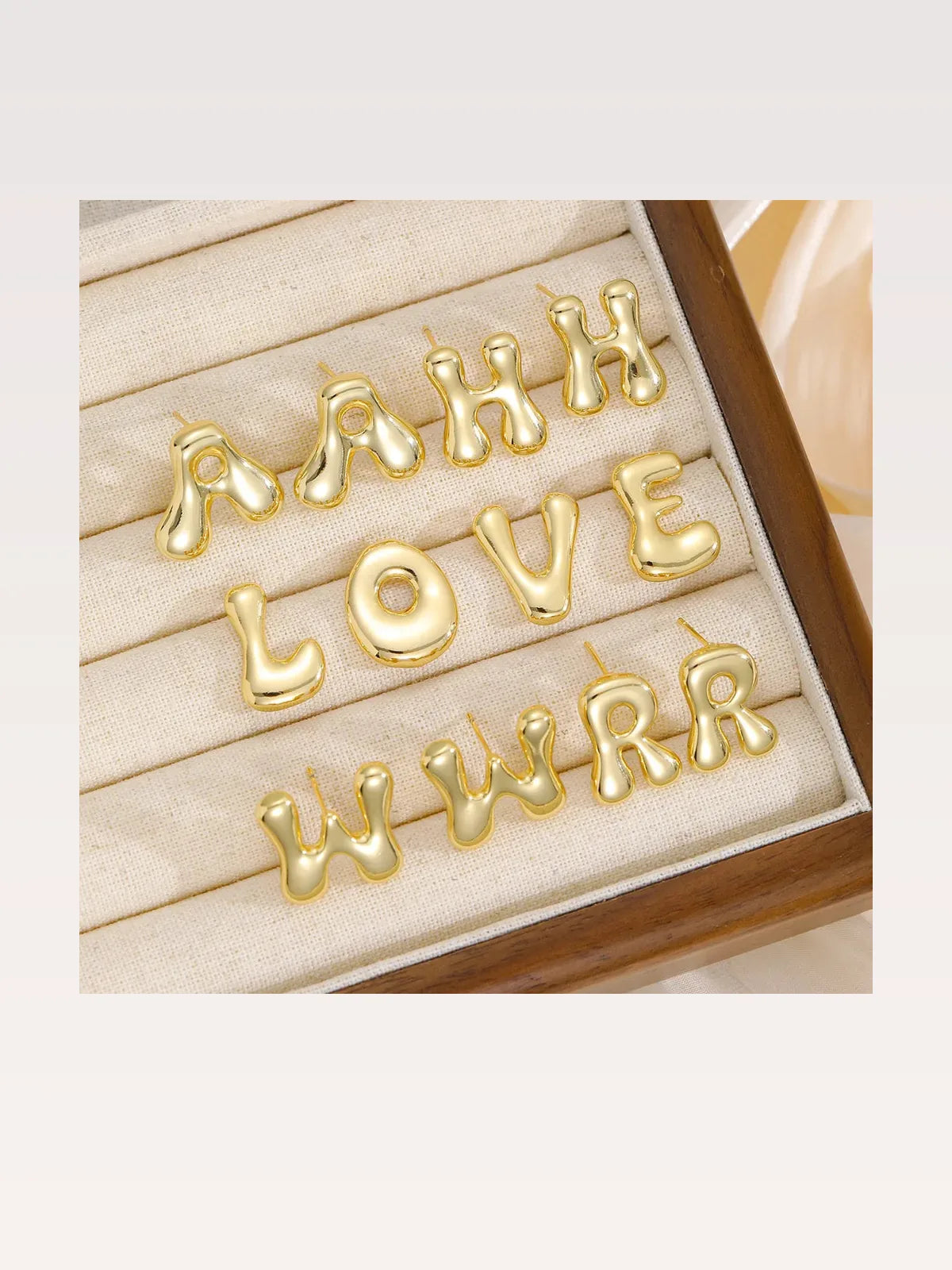 18K Gold-Plated Bubble Letter Stud Earrings