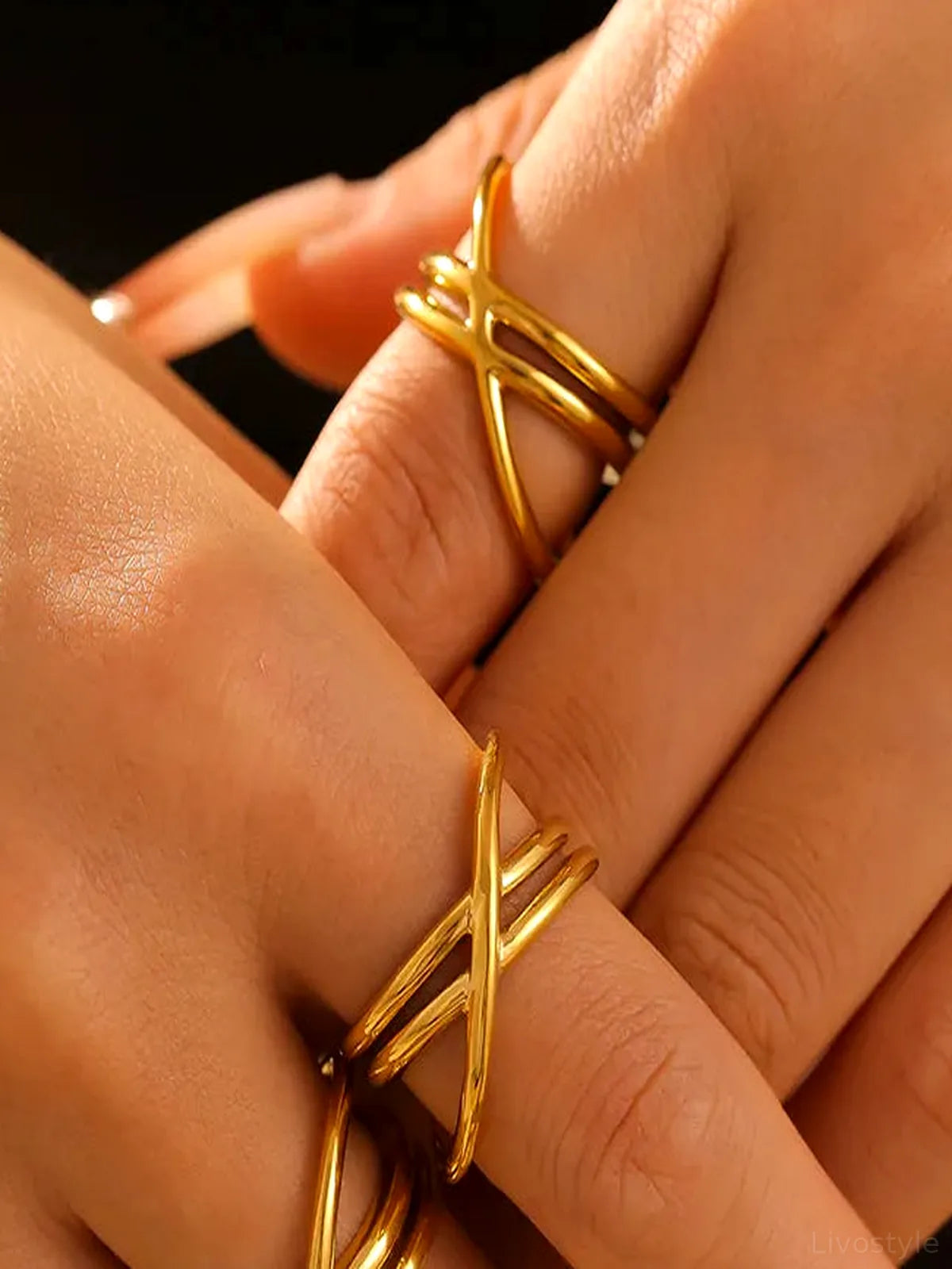 18K Gold-Plated Crisscross Ring