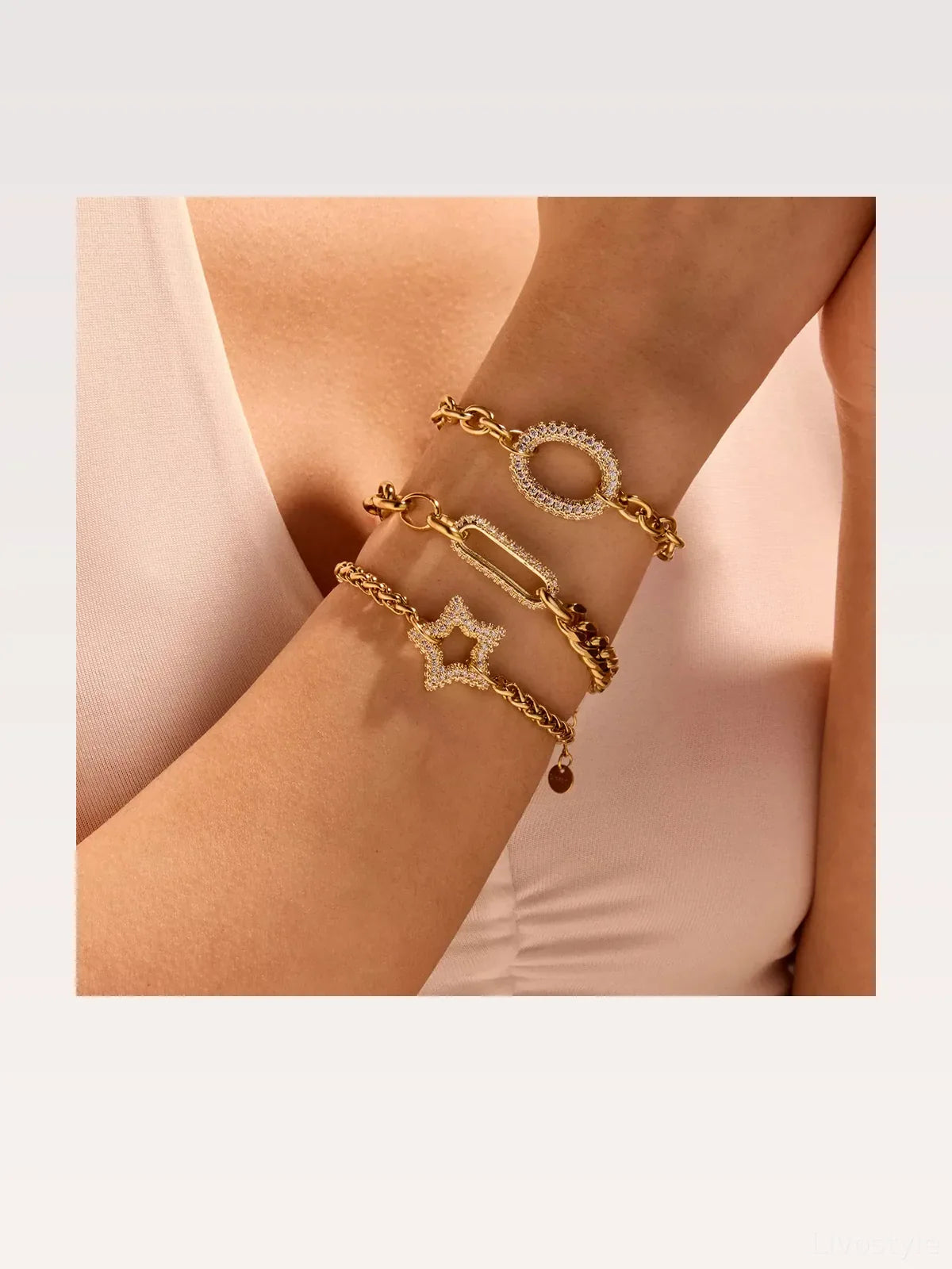 18K Gold-Plated Rhinestone Chain Bracelet