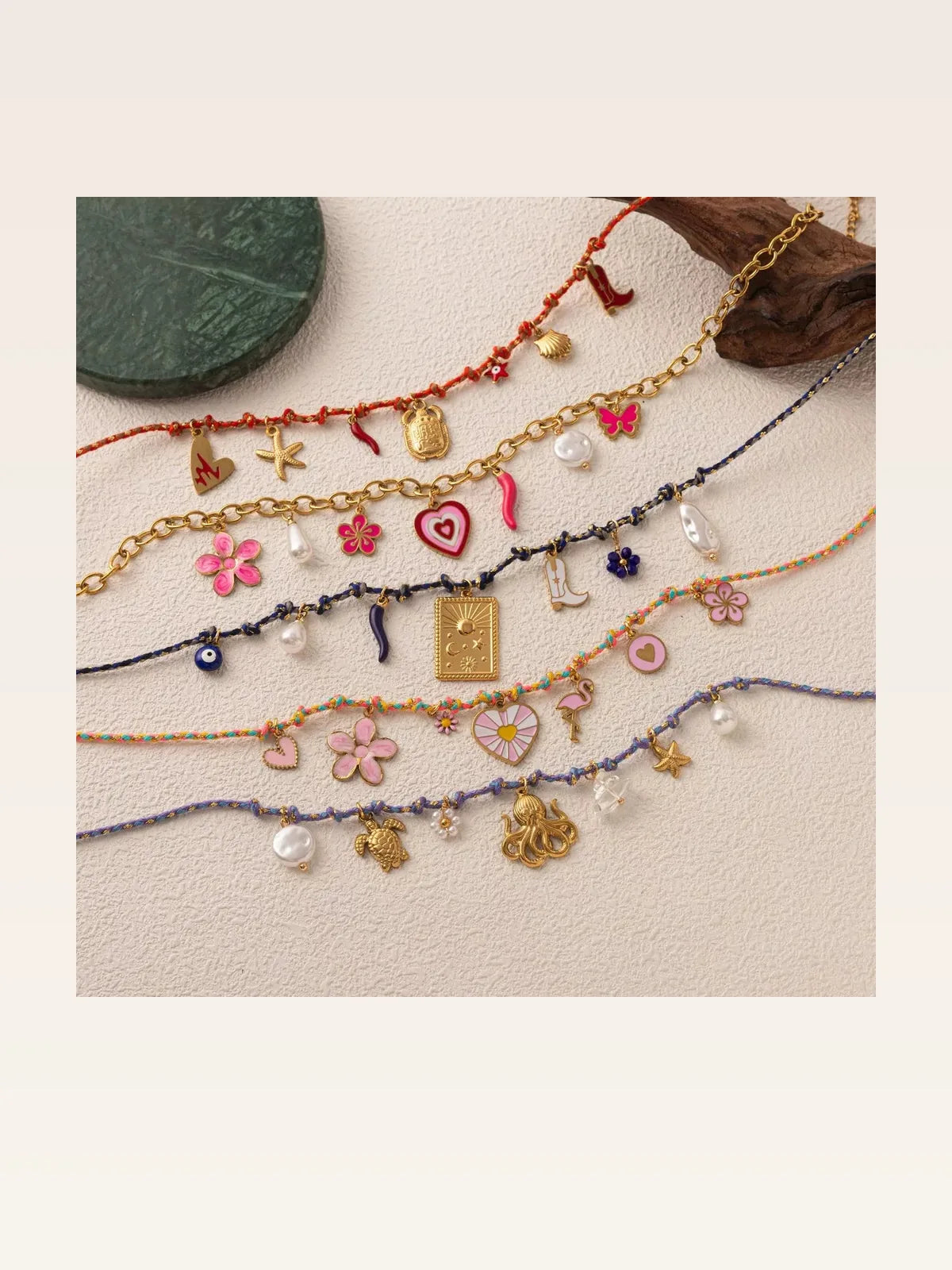 18K Gold-Plated Stainless Steel Charm Necklace