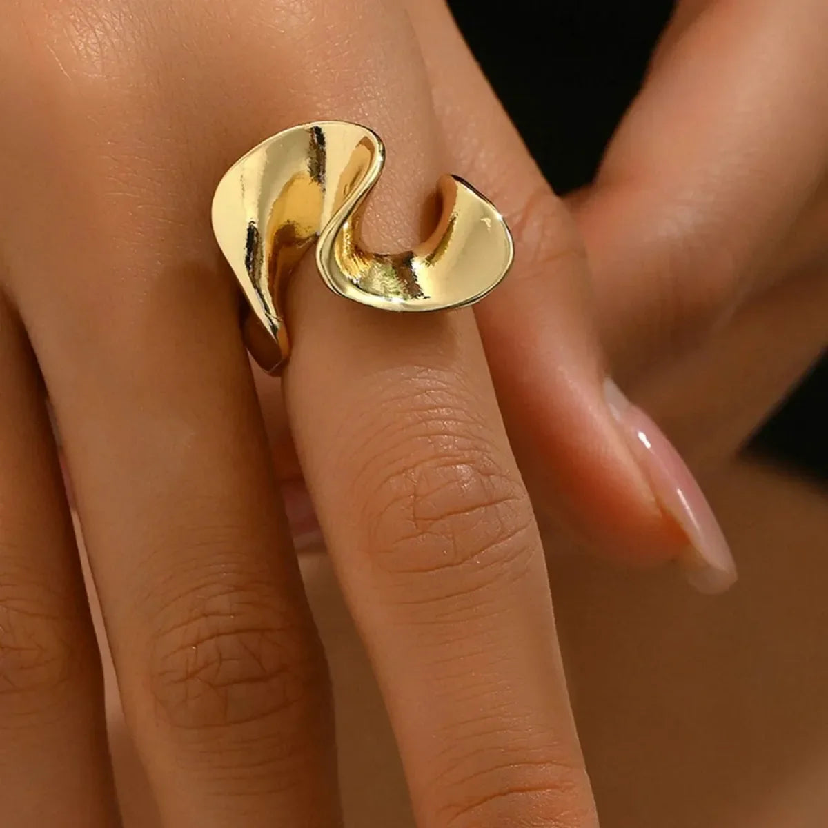 18K Gold-Plated Stainless Steel Geometric Ring