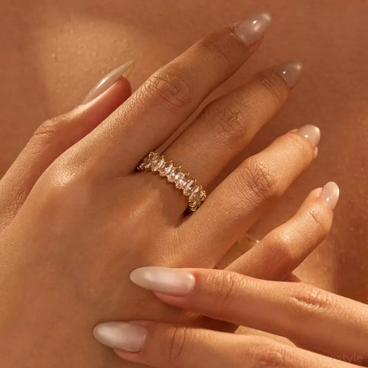 18K Gold-Plated Stainless Steel Zircon Ring