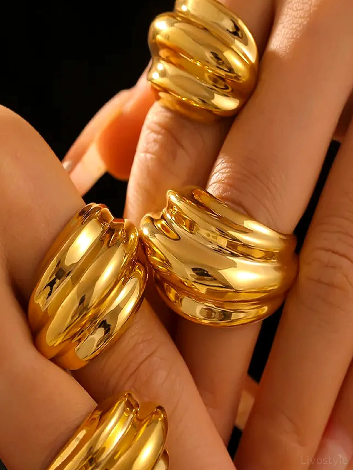 18K Gold-Plated Titanium Steel Open Ring