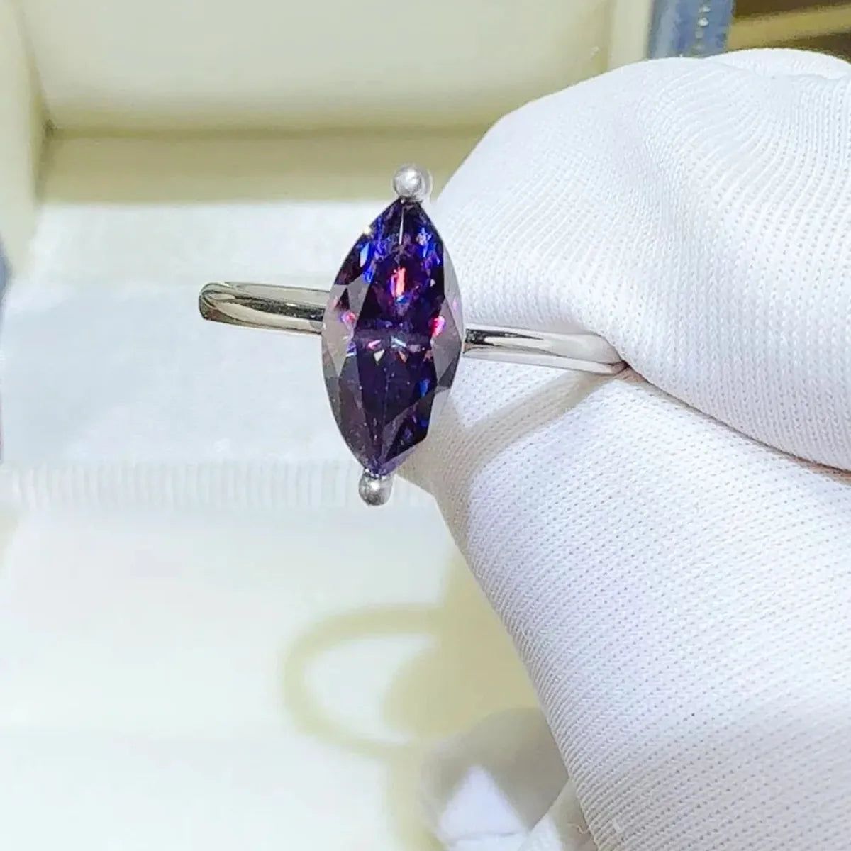 2 Carat Moissanite 925 Sterling Silver Ring — Marquise Purple