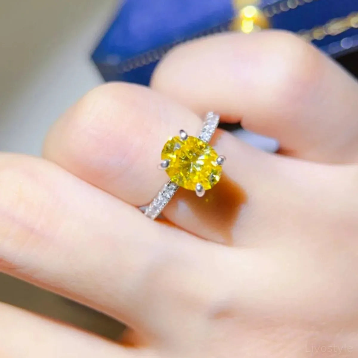 2 Carat Moissanite 925 Sterling Silver Ring — Oval-Cut Yellow