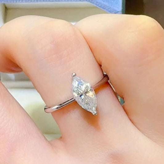 2 Carat Moissanite 925 Sterling Silver Ring — Marquise Minimalist