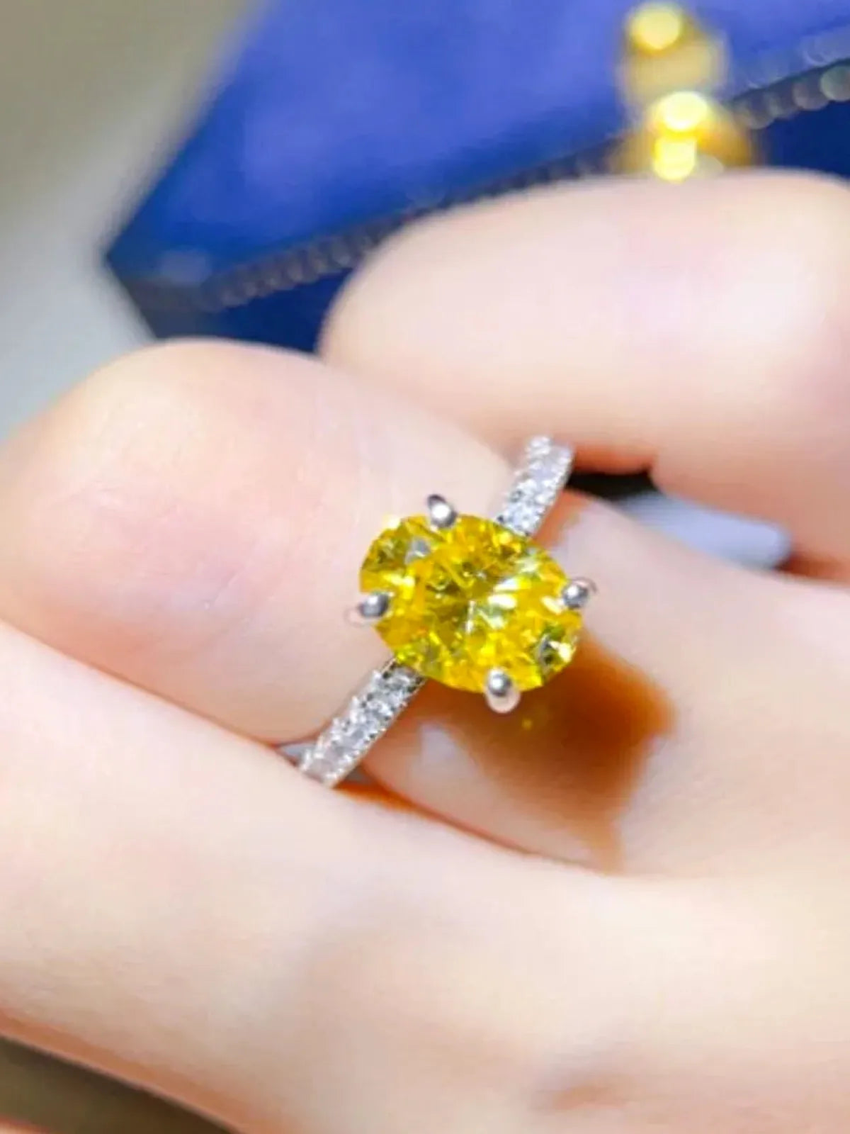 2 Carat Moissanite 925 Sterling Silver Ring — Oval-Cut Yellow