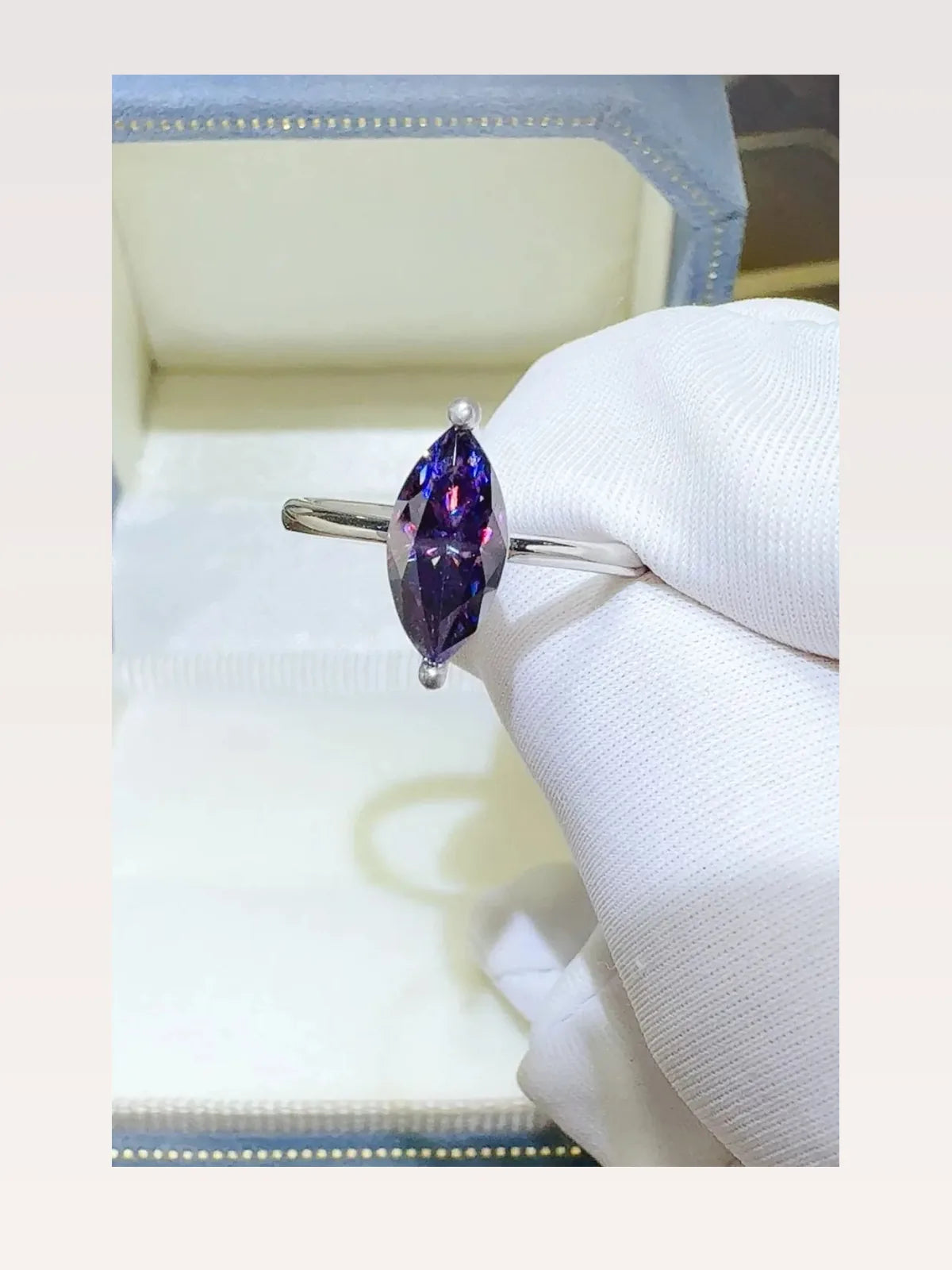 2 Carat Moissanite 925 Sterling Silver Ring — Marquise Purple
