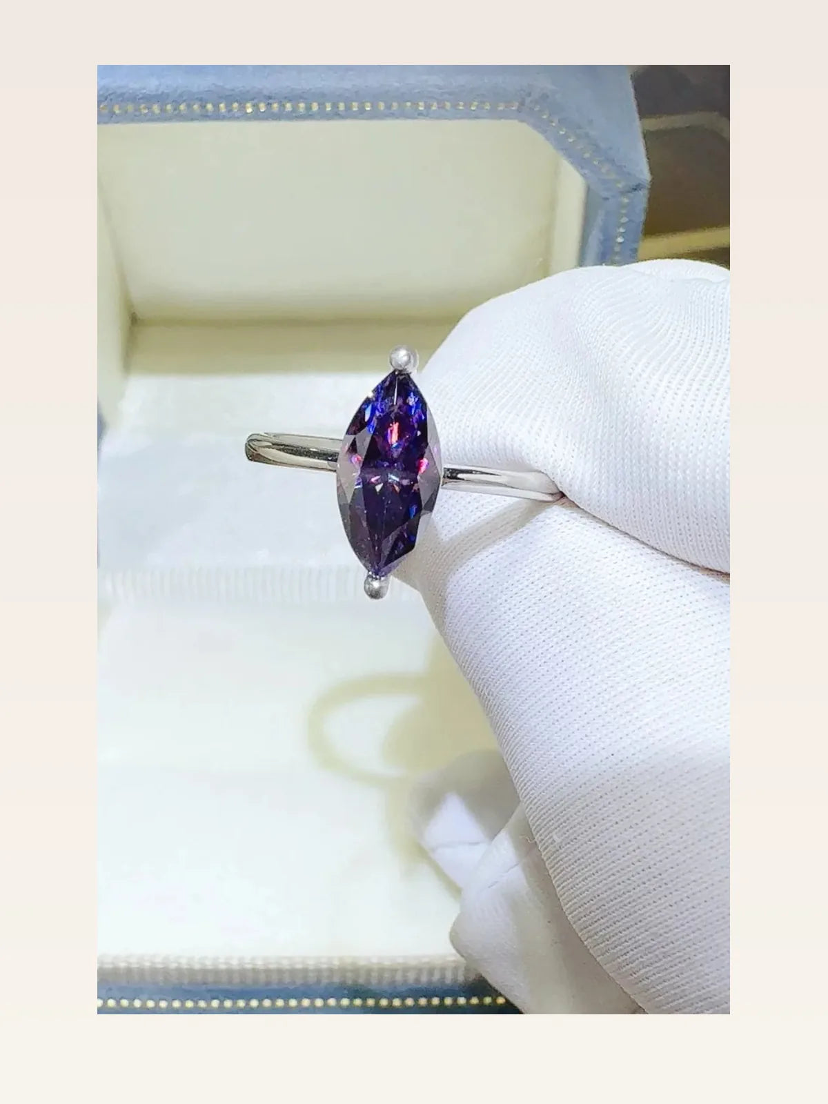 2 Carat Moissanite 925 Sterling Silver Ring — Marquise Purple