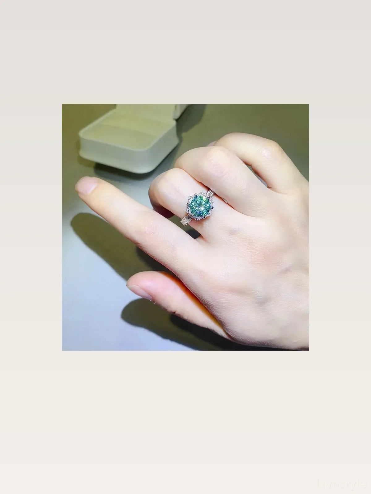 2 Carat Moissanite 925 Sterling Silver Ring — Teal Halo