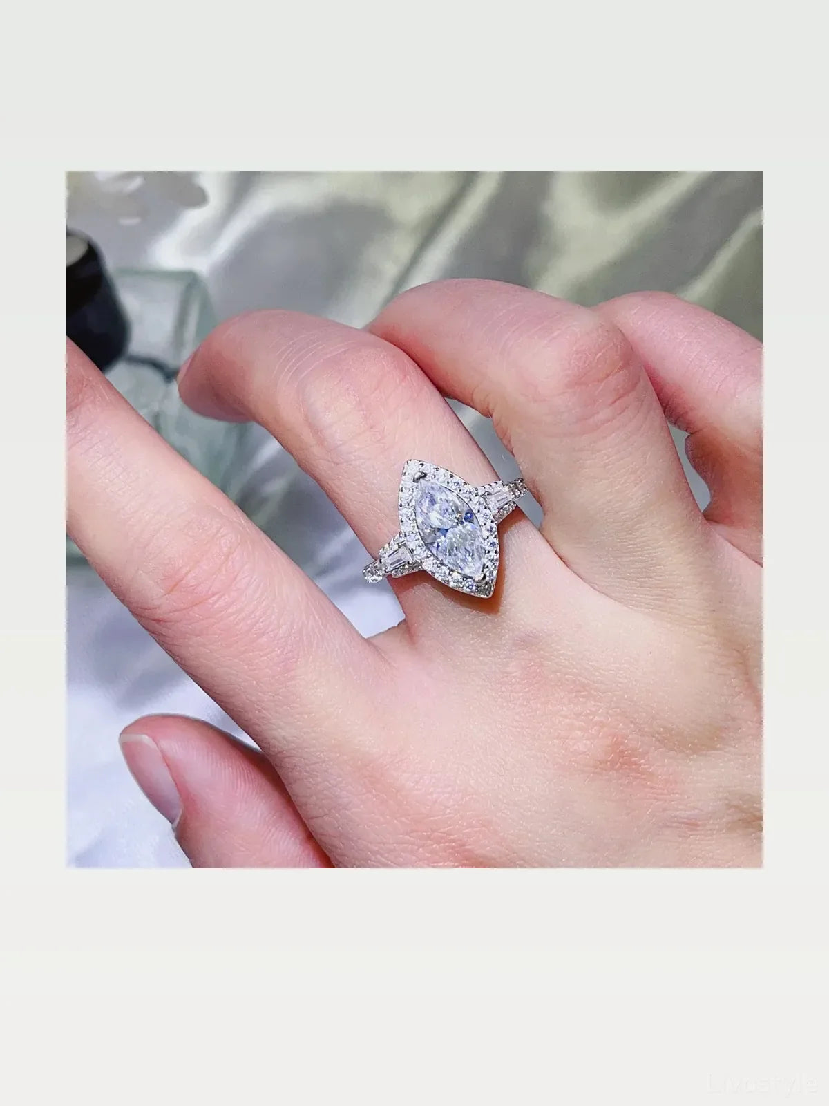 2 Carat Moissanite 925 Sterling Silver Ring — Marquise Halo